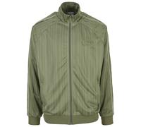 Outdoorjacke KARL KANI "Karl Kani Signature Shadow Stripe Trackjacket", Herren, Gr. M, grün (lightolive, sanftes weiß), 100% Polyester, unifarben, normal, amerikanischer Ausschnitt, Jacken Outdoorjack