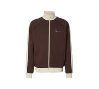 Outdoorjacke KARL KANI "Karl Kani Signature Sidestripe Pique Trackjacket", Herren, Gr. XL, braun (schwarz braun, sanftes weiß), 55% Polyester, 39% Baumwolle, 6% Elasthan, unifarben, normal, amerikanis