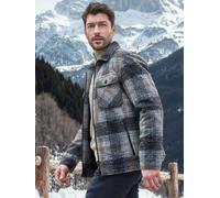 Outdoorjacke LERROS "Karierte Outdoor-Hemdjacke in Woll-Optik", Herren, Gr. M, grau (platinum grau), 100% Polyester, Jacken Outdoorjacke (15186120-M) platinum grau