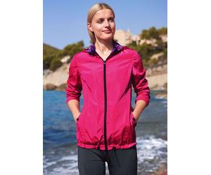 Outdoorjacke MADELEINE "Wendejacke Sportive Jacke mit Kapuze und Print", Damen, Gr. 42, pink (erdbeerpink, multicolor), Obermaterial: 100% Polyester PES., Modern, Jacken Outdoorjacke (73389746-42) erd
