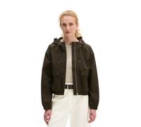 Outdoorjacke MARC O'POLO "aus gepeachtem Baumwoll-Canvas", Damen, Gr. 40, mossy earth, Obermaterial: 100% Baumwolle, unifarben, elastischer Bund, Jacken Outdoorjacke (70589022-40) mossy earth