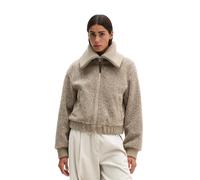 Outdoorjacke MARC O'POLO "aus weichem Curly-Plüsch", Damen, Gr. 34, stone taupe melange, Obermaterial: 100% Polyester. Futter: 100% Polyester, unifarben, regular fit, Rippbündchen, Jacken Outdoorjacke