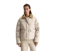 Outdoorjacke MARC O'POLO "im Barnjacket-Stil aus recyceltem Polyester", Damen, Gr. 40, beige (light oat), Obermaterial: 100% Polyester; Füllung: 80% Daune, 20% Feder, unifarben, regular fit, Jacken Ou
