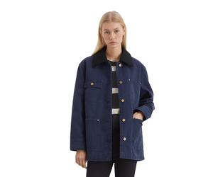 Outdoorjacke MARC O'POLO "mit abnehmbarem Kragen", Damen, Gr. 36, blau (dunkelblau), Obermaterial: 100% Baumwolle, unifarben, relaxed fit, Manschette, Jacken Outdoorjacke (10756255-36) dunkelblau