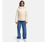 MARIKOO Damen Winterjacke (XS-3XL) - 5 Taschen, große Kapuze, Schlaufen auf der Innenseite, leichte Steppjacke, Warme Jacke Frauen - N019 (M, Cream)