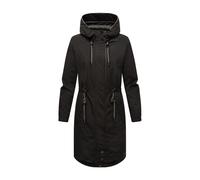 MARIKOO Damen Winterjacke (XS-6XL) - Übergangsjacke, lang geschnitten, Kapuze mit Kordelzug, Warme Jacke Frauen - N017 (4XL, Schwarz)