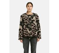 Outdoorjacke MILANO ITALY, Damen, Gr. 40, beige (schwarz), Web, Material: 50% Wolle, 47% Polyester, 3% andere Fasern, bestickt, gerade kurz, eingesetzt gerader Abschluss, Jacken Outdoorjacke (55291567