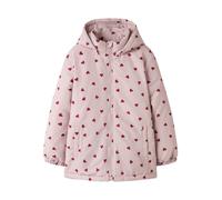 Outdoorjacke NAME IT "NKFMAXI JACKET PA AOP NOOS", Kinder, Gr. 128, rosa (violet ice aop:5 heart), Web, Obermaterial: 100% Polyester, bedruckt, normal, elastischer Bund, Jacken Outdoorjacke, Kunstfase