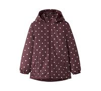 Outdoorjacke NAME IT "NKFMAXI JACKET PA AOP NOOS", Kinder, Gr. 146, braun (fig aop:2 polka dots), Web, Obermaterial: 100% Polyester, bedruckt, normal, elastischer Bund, Jacken Outdoorjacke, Kunstfaser