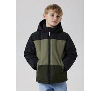 Outdoorjacke NAME IT "NKMMAX PA JACKET BLOCK NOOS", Jungen, Gr. 116, grün (dusty olive), Web, Obermaterial: 100% Polyester, hüftbedeckend, Jacken Outdoorjacke, mit dekorativen und reflektierenden Deta