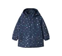 Outdoorjacke NAME IT "NMFMAXI JACKET PA FOIL AOP NOOS", Mädchen, Gr. 110, bunt (naval academy aop:1 star), Web, Obermaterial: 100% Polyester, bedruckt, normal, elastischer Bund, Jacken Outdoorjacke, K