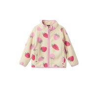 Outdoorjacke NAME IT "NMFMEEKO FLEECE JACKET BERRY", Mädchen, Gr. 104, grau (fog), Fleece, Obermaterial: 100% Polyester, bedruckt, kontrastfarbene Details, regular fit normal, eingefasste Kante, Jacke