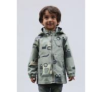 Outdoorjacke NAME IT "NMMMAX JACKET LI AOP NOOS", Jungen, Gr. 122, chinois grün, Web, Obermaterial: 100% Polyester, bedruckt, normal, elastischer Bund, Jacken Outdoorjacke, reflektierende Details, was