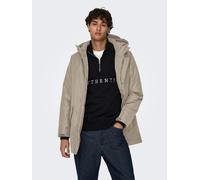 Outdoorjacke ONLY & SONS "ONSCARL LIFE PARKA OTW", Herren, Gr. L, grau (desert taupe), Web, Obermaterial: 100% Polyester, unifarben, regular fit ca. Mitte Oberschenkel, Jacken Outdoorjacke (95388536-L
