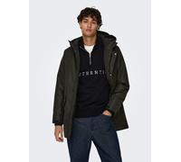 Outdoorjacke ONLY & SONS "ONSCARL LIFE PARKA OTW", Herren, Gr. L, grau (peat), Web, Obermaterial: 100% Polyester, unifarben, regular fit ca. Mitte Oberschenkel, Jacken Outdoorjacke (97219933-L)
