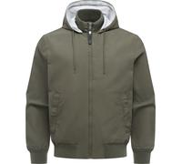 Outdoorjacke RAGWEAR "Crusien Hood YOUMODO", Gr. S (48), olivgrün, Obermaterial: 65% Baumwolle, 35% Polyester; Innenfutter: 100% Baumwolle; Ärmelfutter: 100% Polyester, gerade hüftbedeckend, hoch gesc