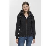Outdoorjacke RAGWEAR "DANKA", Damen, Gr. XL, schwarz (1012 schwarz flower print uni), Web, Obermaterial: 100% Polyester. Futter: 100% Polyester, gemustert, kontrastfarbene Details, unifarben, figurbet