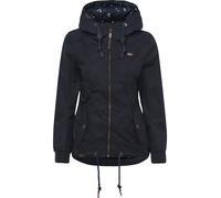 Outdoorjacke RAGWEAR "DANKA", Damen, Gr. XS, blau (2054 navy uni flower print uni), Web, Obermaterial: 100% Polyester. Futter: 100% Polyester, gemustert, kontrastfarbene Details, unifarben, figurbeton