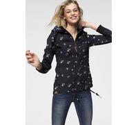 Outdoorjacke RAGWEAR "DANKA", Damen, Gr. XXL (44), schwarz (navy), Web, Obermaterial: 100% Polyester. Futter: 100% Polyester, bedruckt, gemustert, kontrastfarbene Details, mehrfarbig, figurbetont hüft