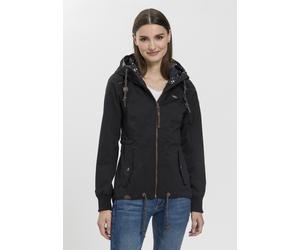 Outdoorjacke RAGWEAR "DANKA", Damen, Gr. XXL, schwarz (1012 schwarz flower print uni), Web, Obermaterial: 100% Polyester. Futter: 100% Polyester, gemustert, kontrastfarbene Details, unifarben, figurbe