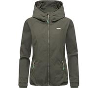 Outdoorjacke RAGWEAR "Dizzie A YOUMODO", Damen, Gr. S (36), olivgrün, Material: 68% Baumwolle, 32% Nylon, regular fit hüftbedeckend, hoch geschlossener Ausschnitt, Ärmel ohne Ärmelschlitz elastischer 
