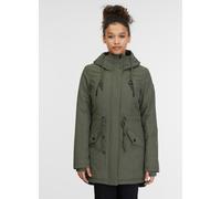 Outdoorjacke RAGWEAR "ELSIEN", Damen, Gr. M (38), grün (schwarz olive), Web, Obermaterial: 100% Polyester, unifarben, ca. Mitte Oberschenkel, Strickbündchen, Jacken Outdoorjacke, wasserabweisender Übe