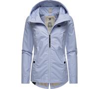 Outdoorjacke RAGWEAR "Monade Übergang" Gr. L (40), blau (himmelblau) Damen Jacken Lange stylische Übergangsjacke mit großer Kapuze (21771113-L)