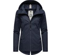 Outdoorjacke RAGWEAR "Monade Übergang" Gr. S (36), blau (mittelblau) Damen Jacken Lange stylische Übergangsjacke mit großer Kapuze (78954448-S)
