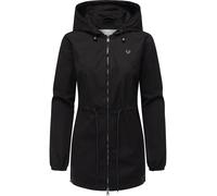 Ragwear Damen leichte Übergangsjacke Kurze Frühlingsjacke mit Kapuze und Taillenzugband Monadissimo B YOUMODO Black Gr. 4XL