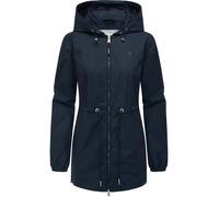 Ragwear Damen leichte Übergangsjacke kurze Frühlingsjacke mit Kapuze und Taillenzugband Monadissimo B YOUMODO Navy Gr. XL