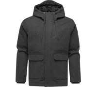 Ragwear Herren warme Lange Winterjacke mit Kapuze in Wollmantel-Haptik Mr Them Felt YOUMODO Dark Grey Gr. L