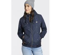 Outdoorjacke RAGWEAR "NUGGIE DOTS O", Damen, Gr. L, blau (navy), Web, Obermaterial: 100% Polyester, gepunktet, hüftlang, Jacken Outdoorjacke, aus Polyester, hüftlange Passform, hochschließender Kragen