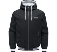 Outdoorjacke RAGWEAR "Stewan YOUMODO", Gr. L (52), schwarz, Obermaterial: 65% Baumwolle, 35% Nylon; Innenfutter: 100% Baumwolle; Ärmelfutter: 100% Polyester, gerade hüftlang, hoch geschlossener Aussch