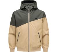 Outdoorjacke RAGWEAR "Winngs YOUMODO", Gr. M (50), olivgrün, Obermaterial: 65% Baumwolle, 35% Polyester; Innenfutter: 100% Polyester, gerade hüftbedeckend, hoch geschlossener Ausschnitt, eng Strickbün