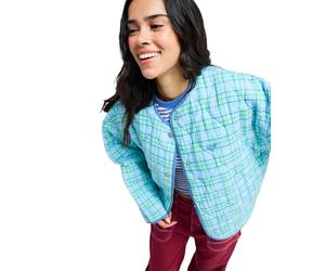 Outdoorjacke ROXY "Seaside Resort", Damen, Gr. XS, airy blau as if plaid, Obermaterial: 100% Viskose., Jacken Outdoorjacke (53147411-XS) airy blau as if plaid