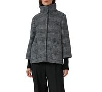 Outdoorjacke S.OLIVER BLACK LABEL, Damen, Gr. 34, schwarz (grau, schwarz karo), Web, Obermaterial: 63% Polyamid, 37% Polyester. Futter: 100% Polyester, kariert, lässig geschnitten hüftbedeckend, Rundh