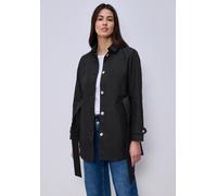 Outdoorjacke STREET ONE, Damen, Gr. 38, schwarz, Web, 69% Baumwolle, 31% Polyester, unifarben, normal ca. Mitte Oberschenkel, V-Ausschnitt, abgesteppt, Jacken Outdoorjacke, im soften Baumwoll-Mix (388