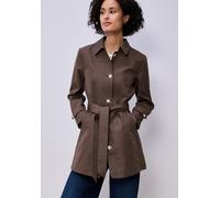 Outdoorjacke STREET ONE, Damen, Gr. 40, braun (mahogany braun), Web, 69% Baumwolle, 31% Polyester, unifarben, normal ca. Mitte Oberschenkel, V-Ausschnitt, abgesteppt, Jacken Outdoorjacke, im soften Ba