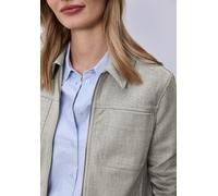 Outdoorjacke STREET ONE, Damen, Gr. 46, smoke beige, Web, 54% Baumwolle, 40% Viskose, 6% Elasthan, unifarben, normal normal, V-Ausschnitt, Bündchen, Jacken Outdoorjacke, mit Brusttaschen (99249138-46)