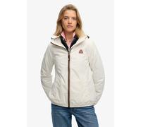 Outdoorjacke SUPERDRY "ESSENTIAL TRI WINDBREAKER JKT", Damen, Gr. S, weiß (sanftes weiß), Web, Obermaterial: 100% Polyester, loose fit normal, Jacken Outdoorjacke, Loose Fit, mit hochschließendem Krag