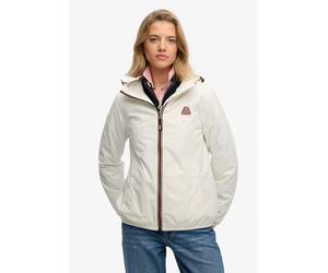 Outdoorjacke SUPERDRY "ESSENTIAL TRI WINDBREAKER JKT", Damen, Gr. S, weiß (sanftes weiß), Web, Obermaterial: 100% Polyester, loose fit normal, Jacken Outdoorjacke, Loose Fit, mit hochschließendem Krag