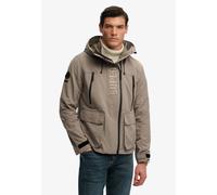 Outdoorjacke SUPERDRY "HOOD ULTIMATE EMB WINBREAKER", Herren, Gr. 3XL, fort taupe, Web, Obermaterial: 100% Polyester, unifarben, regular fit normal, mit Klettverschluss, Jacken Outdoorjacke, Kunstfase