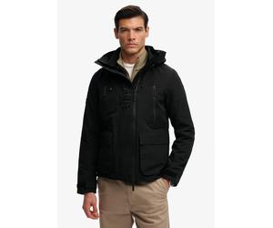 Outdoorjacke SUPERDRY "HOOD ULTIMATE EMB WINBREAKER", Herren, Gr. L, schwarz, Web, Obermaterial: 100% Polyester, unifarben, regular fit normal, mit Klettverschluss, Jacken Outdoorjacke, Kunstfaser, re