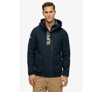 Outdoorjacke SUPERDRY "HOOD ULTIMATE EMB WINDBREAKER", Damen, Gr. XXL, blau (eclipse navy), Web, Obermaterial: 100% Polyester, unifarben mit Farbeinsatz, loose fit normal, mit verstellbarem Klettversc