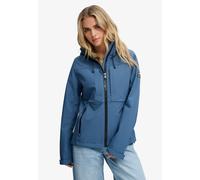 Outdoorjacke SUPERDRY "HOODED CLASSIC TREKKER JACKET", Damen, Gr. S, dry slate blau, Web, Obermaterial: 90% Polyester, 10% Elasthan, slim fit normal, Jacken Outdoorjacke, mit Materialmix aus Polyester