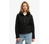 Outdoorjacke SUPERDRY "HOODED CLASSIC TREKKER JACKET", Damen, Gr. S, meteorite schwarz, Web, Obermaterial: 90% Polyester, 10% Elasthan, unifarben, slim fit normal, Jacken Outdoorjacke (97639615-S) met