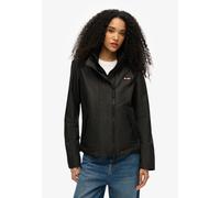 Outdoorjacke SUPERDRY "HOODED MTN WINDBREAKER JKT", Damen, Gr. L, schwarz, Web, Obermaterial: 100% Polyester, unifarben, slim fit, Bündchen, Jacken Outdoorjacke (72861117-L) schwarz