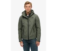 Outdoorjacke SUPERDRY "HOODED SOFT SHELL TREKKER JKT", Herren, Gr. L, grün (shell grau olive), Softshell, Obermaterial: 90% Polyester, 10% Elasthan, unifarben, relaxed fit hüftlang, mit Riegel,verstel