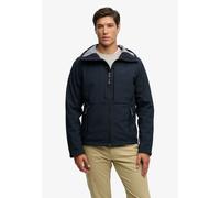 Outdoorjacke SUPERDRY "HOODED SOFTSHELL TREKKER JKT", Herren, Gr. 3XL, eclipse navy, Web, Obermaterial: 90% Polyester, 10% Elasthan, unifarben, relaxed fit normal, Jacken Outdoorjacke, mit Materialmix