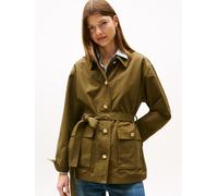 Outdoorjacke TOMMY HILFIGER "COTTON NYLON REG FIELD JACKET", Damen, Gr. S (36), grün (utility olive), Web, Obermaterial: 64% Baumwolle, 36% Polyamid, unifarben, regular fit, Jacken Outdoorjacke (68615